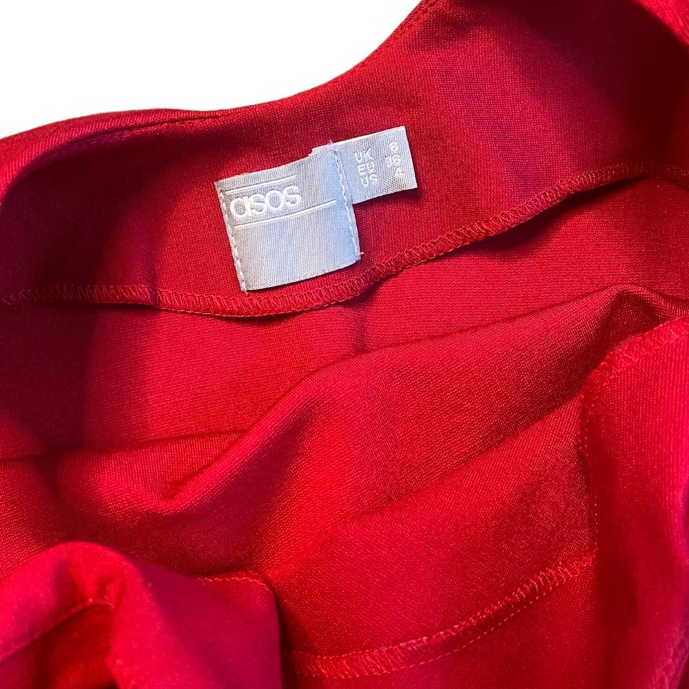 ASOS Red Ruffle Hem Mini Dress Size 4 - Picture 6 of 7